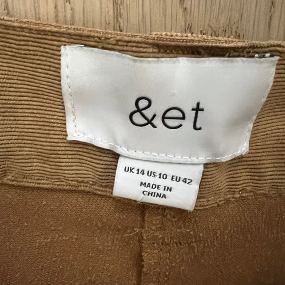 Women's Tan Corduroy Wide Leg Cropped Pants - Picture 2 of 7